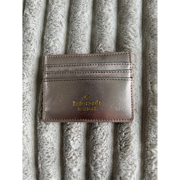 kate spade Accessories - Kate Spade Rose Gold Glitter Saffiano Leather Card Holder Wallet PWRU7145